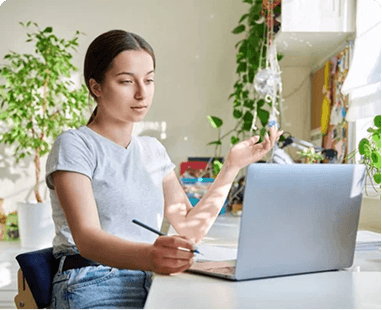Teen completing their profile at a desk