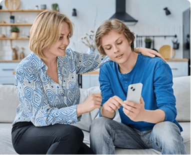 Parent and teen reviewing results together on a phone