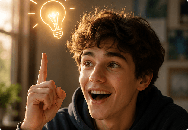 Teen having an aha moment as clarity and direction come into focus