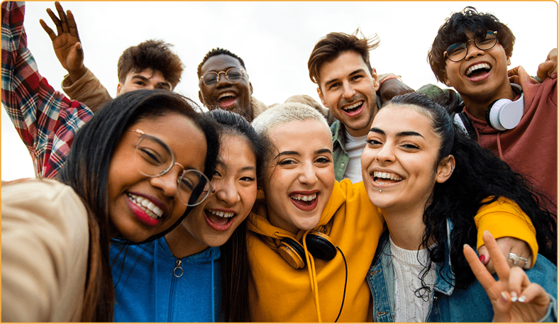 Group of older teens taking a selfie